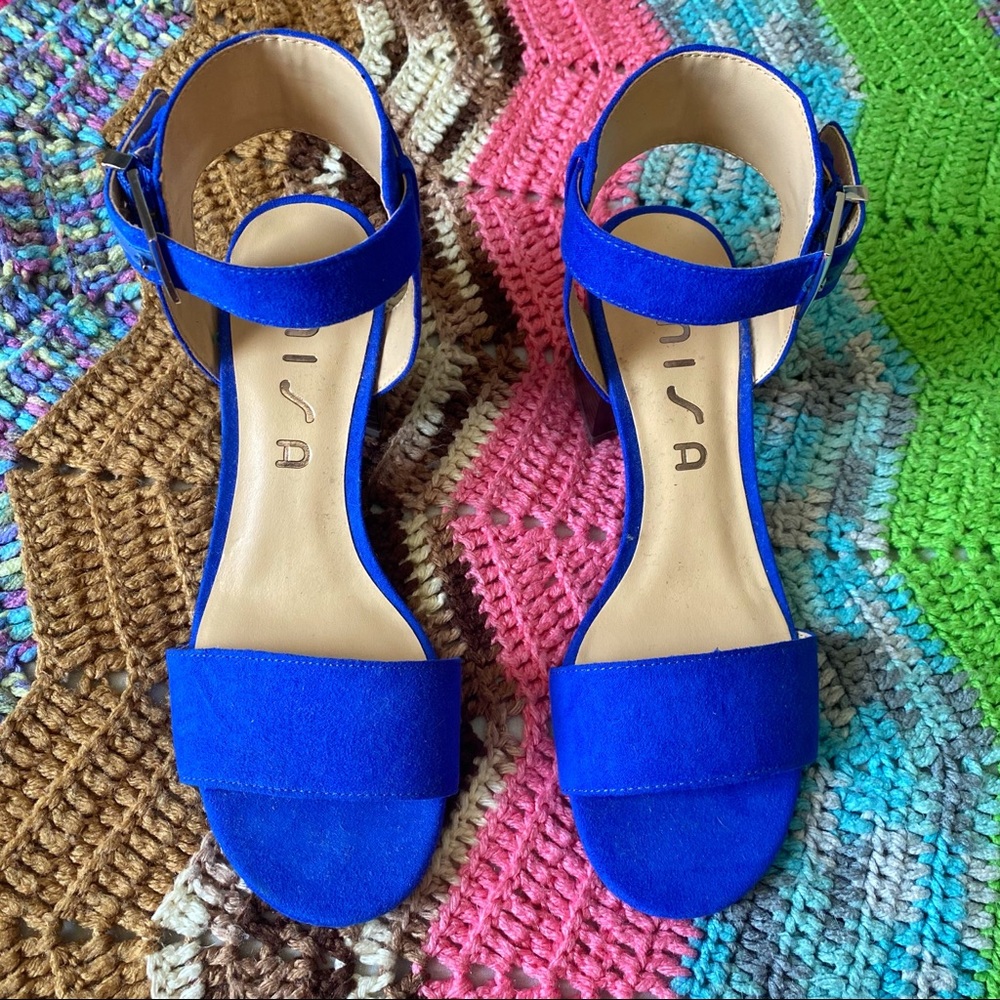 Royal Blue Ankle Strap Heeled Sandals
